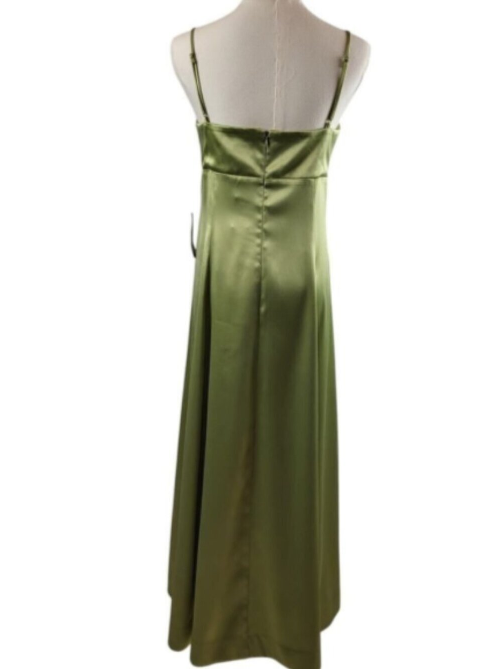 NEW WAYF Holiday Party Midi Dress Size Medium Green Silky Satin Imperfection* - Picture 3 of 12